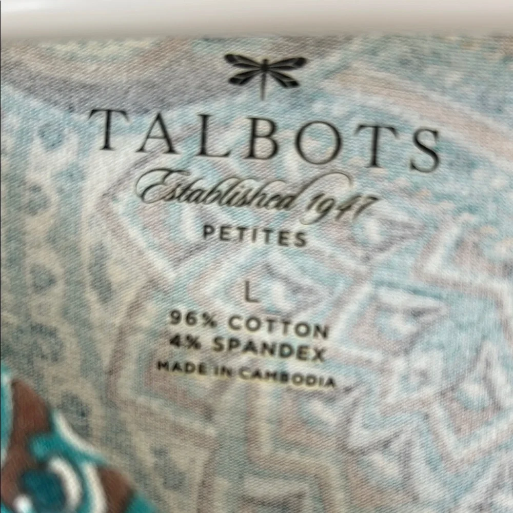 TALBOTS Teal and Brown Paisley Blouse - Picture 2 of 3